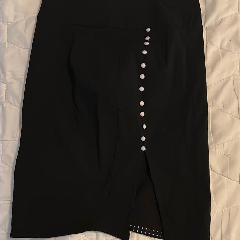 Elegant Black Button-Front Skirt
